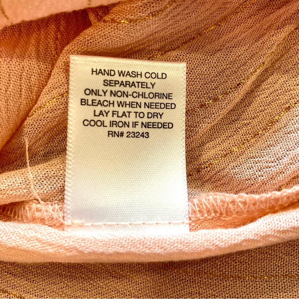 NWT New York & Company SOHO Size M Peach & Gold Stripe Cold Shoulder Top - Picture 11 of 11